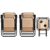 Amazon Basics Textilene Outdoor Adjustable Zero Gravity Folding Reclining Lounge Chair with Side table and Pillow - Pack of 2, Beige