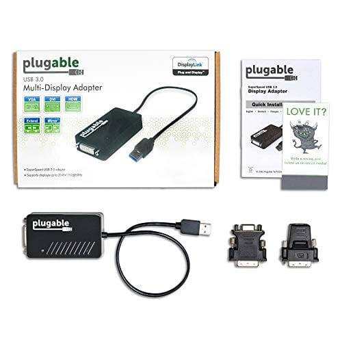 Plugable USB 3.0 to DVI/VGA/HDMI Video Graphics Adapter for Multiple Monitors up to 2048x1152 Supports Windows 10, 8.1, 7, XP