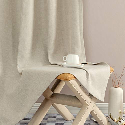 jinchan Linen Textured 95 inch Long Room Darkening Greyish Beige Curtains for Bedroom Light Reducing & Thermal Insulating Curtain Panel One Panel