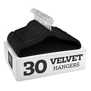 Zober Non-Slip Velvet Hangers - Suit Hangers (30-pack) Ultra Thin Space Saving 360 Degree Swivel Hook Strong and Durable Clothes Hangers Hold Up-To 10 Lbs, for Coats, Jackets, Pants, and Dress Clothes