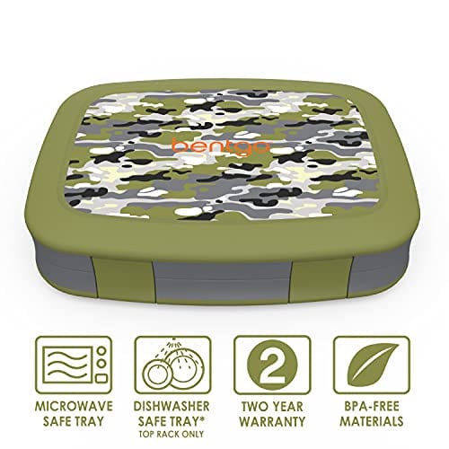 Bentgo Kids Prints (Camouflage) - Leak-Proof, 5-Compartment Bento-Style Kids Lunch Box – Ideal Portion Sizes for Ages 3 to 7
