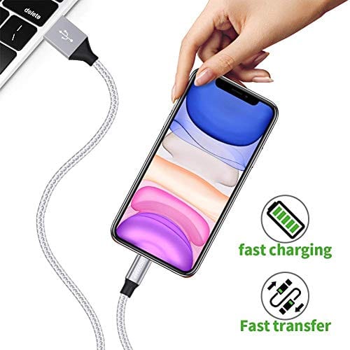 iPhone Charger [Apple MFi Certified] YEFOOT 5Pack(3/3/6/6/10FT) Compatible iPhone 12Pro Max/12Pro/12/11/Pro/Xs Max/X/8 and More-Silver&White