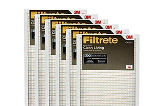 Filtrete 10x20x1, AC Furnace Air Filter, MPR 300, Clean Living Basic Dust, 6-Pack (exact dimensions 9.81 x 19.81 x 0.81)