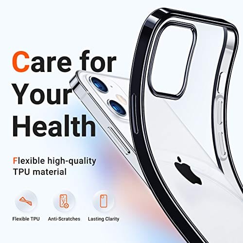 TORRAS Crystal Clear Compatible for iPhone 12 Mini Case,Slim Yet Shockproof Soft Silicone Sturdy Thin Phone Case Compatible for iPhone 12 Mini 5.4 inch 2020, Black