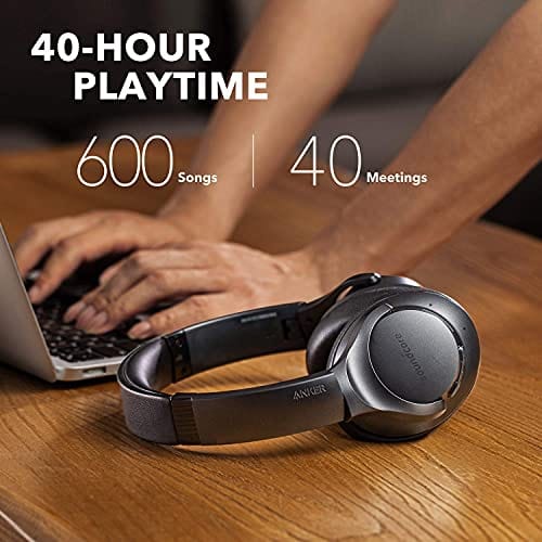 Anker Soundcore Life Q20 Hybrid Active Noise Cancelling Headphones, Wireless Over Ear Bluetooth Headphones, 40H Playtime, Hi-Res Audio, Deep Bass, Memory Foam Ear Cups, for Travel, Home Office