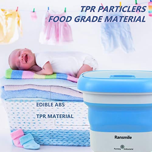 Portable Mini Folding Washing Machine Small Laundry Tub Wonder Magic Compact Washer Clothe Bucket With Spinner（Blue）