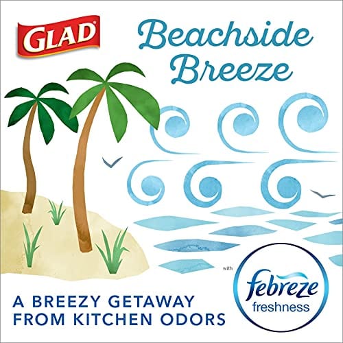 Glad Small Kitchen Drawstring Trash Bags 4 Gallon Green Trash Bag, Febreze Beachside Breeze, 80 Count (Package May Vary)