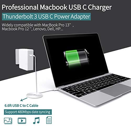 Replacement Mac Book Pro Charger, 61W USB C Charger Power Adapter for MacBook Pro 13 Inch 12 Inch, MacBook 13 Inch 12 Inch, MacBook Air
