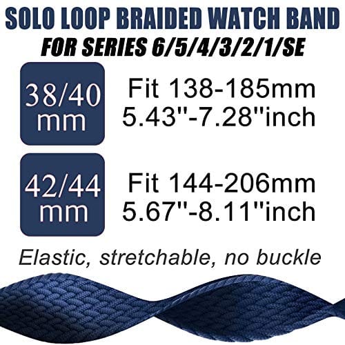 2-Pack Solo Loop Strap Compatible with Apple Watch Band 38mm 40mm,No Clasps No Buckles Stretchable Braided Sport Elastics Replacement Wristband for iWatch Series 6/5/4/3/2/1,SE,Colorful&WhiteBlack,2#