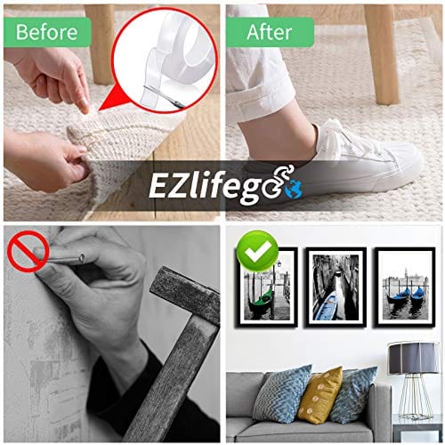 EZlifego Double Sided Tape Heavy Duty (9.85FT), Multipurpose Removable Mounting Tape Adhesive Grip,Washable Strong Sticky Wall Tape Strips Transparent Tape Poster Carpet Tape for Paste Items,Household
