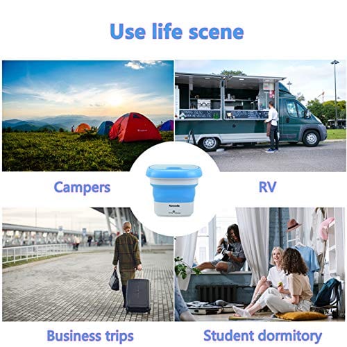 Portable Mini Folding Washing Machine Small Laundry Tub Wonder Magic Compact Washer Clothe Bucket With Spinner（Blue）