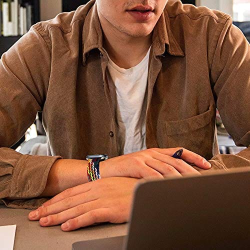 2-Pack Solo Loop Strap Compatible with Apple Watch Band 38mm 40mm,No Clasps No Buckles Stretchable Braided Sport Elastics Replacement Wristband for iWatch Series 6/5/4/3/2/1,SE,Colorful&WhiteBlack,2#