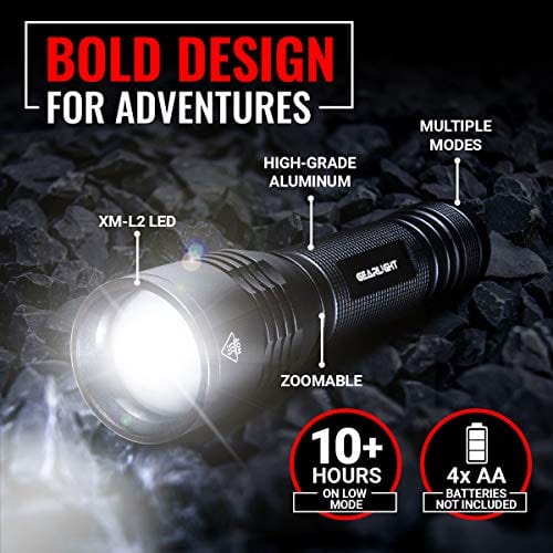 GearLight High-Powered Led Flashlight S2000 - Brightest High Lumen Light, Zoomable and Water Resistant - Powerful Camping and Emergency Gear Flashlights