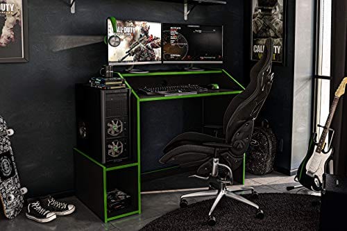 Polifurniture Legend Gaming Desk, Black & Green