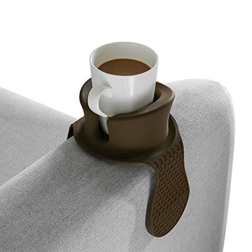 Sofa Cup Holder - Watruer The Ultimate Anti-Spill Couch Coaster Holder Food Grade Silicone Drink Holder for Your Sofa or Couch - Brown