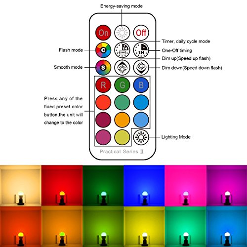 RGB LED Light Bulb, Color Changing Light Bulb, 40W Equivalent, 450LM, 2700K Warm White 5W E26 Screw Base RGBW