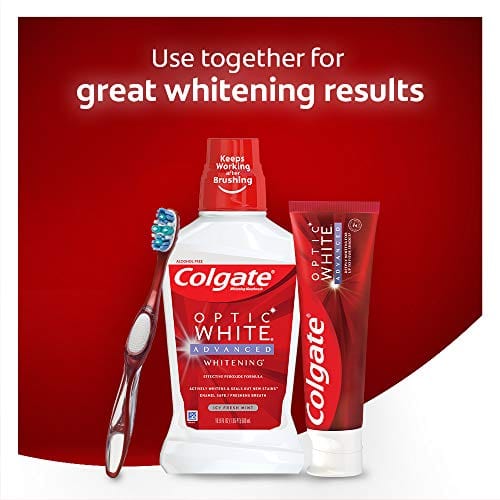 Colgate Optic White Advanced Teeth Whitening Toothpaste, 2% Hydrogen Peroxide, Icy Fresh - 3.2 Ounce (3 Pack)