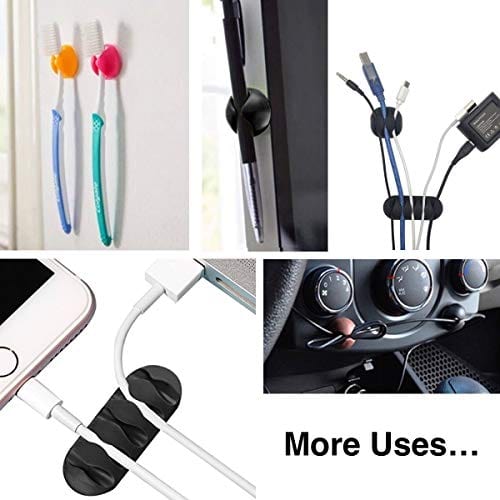 OHill Cable Clips,16 Pack Black Adhesive Cord Holders, Ideal Cable Cords Management for Organizing Cable Wires-Home, Office, Car, Desk Nightstand