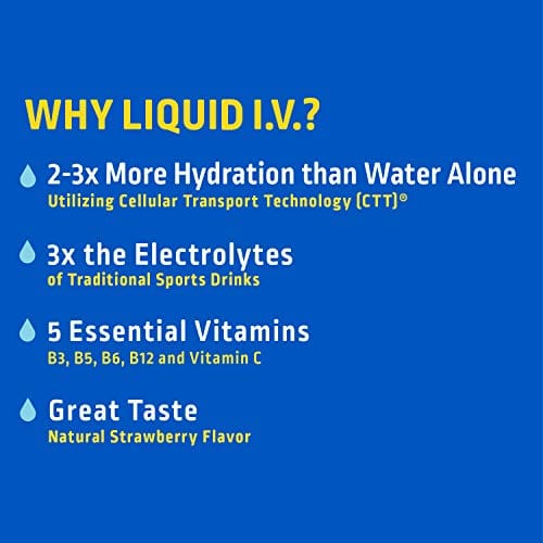 Products Liquid I.V. Hydration Multiplier - Strawberry - Hydration Powder Packets | Electrolyte Supplement Drink Mix | Low Sugar | Easy Open