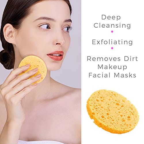 GAINWELL 5-Colored Natural Compressed Facial Sponges, for Facial Cleansing, Reusable & Eco-Friendly, 50 PCS