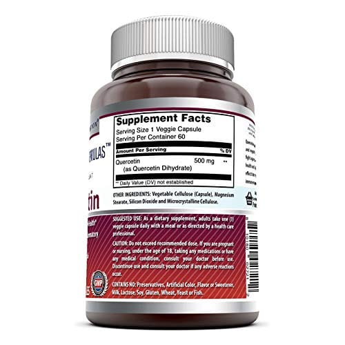 Amazing Formulas - Quercetin 500 Mg, 60 Vegetarian Capsules * Supports Cardiovascular Health