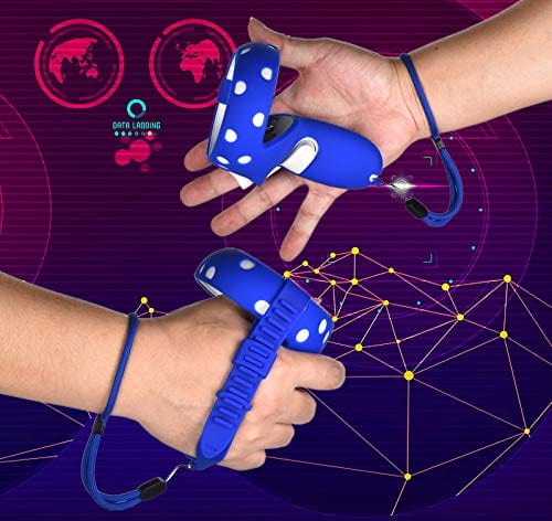 Silicone Controller Grip Cover for Oculus Quest 2 with Face Cover Combo, VR Headset Accessories Sweatproof Anti Collision (Blue)