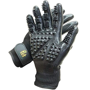 Effective Patented Grooming Gloves One Size Fit All Works For Dogs, Horses, Cats and Other Animals (1-pair)