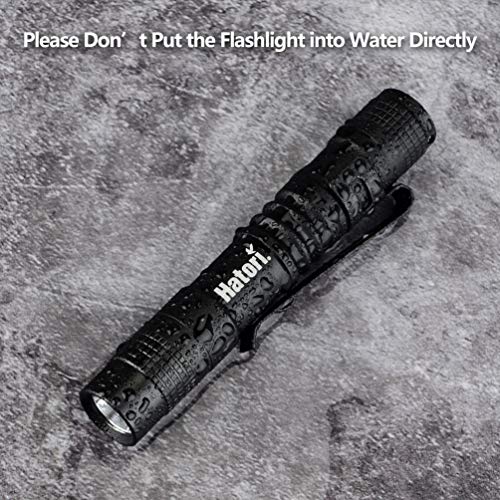 Hatori Super Small Mini LED Flashlight Battery-Powered Handheld Pen Light Tactical Pocket Torch with High Lumens for Camping, Outdoor, Emergency, Everyday Flashlights, 3.55 Inch