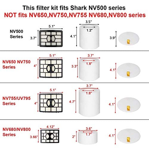 2 + 4 Pack Vacuum Filters Replacement Compatible for Shark Rotator Pro Lift-Away NV500, NV501, NV502, NV503, NV505, NV510, NV520