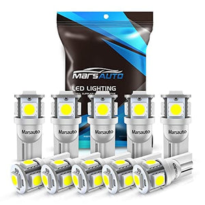 Marsauto 194 LED Light Bulb 6000K 168 T10 2825 5SMD LED Replacement Bulbs for Car Dome Map Door Courtesy License Plate Lights (Pack of 10)