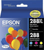 Epson T288XL-BCS Black High Capacity and Color Standard Capacity Ink Cartridges, C/M/Y/K 4-Pack