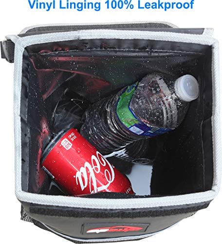 EPAuto Waterproof Car Trash Can with Lid and Storage Pockets, Black