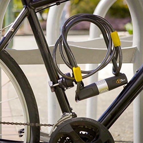 Bike U Lock with Cable - Via Velo Bike Lock Heavy Duty Bicycle U-Lock,14mm Shackle and 10mm x1.8m Cable with Mounting Bracket for Road Bike Mountain Bike Electric Bike Folding Bike
