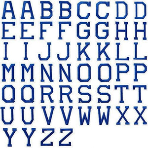 52 Pieces Iron on Letter Patches, Alphabet Applique Patches or Sew on Appliques with Embroidered Patch A-Z Letter Badge Decorate Repair Patches for Hats, Shirts, Shoes, Jeans, Bags (Dark Blue)