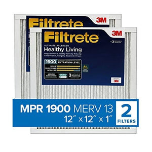 Filtrete UT10-2PK-6E , AC Furnace Air Filter, MPR 1900, Healthy Living Ultimate Allergen, 2-Pack (exact dimensions 11.81 x 11.81 x 0.78)