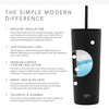 Simple Modern Classic Insulated Tumbler with Straw and Flip Lid Stainless Steel Water Bottle Iced Coffee Travel Mug Cup, 16oz (470ml), Midnight Black