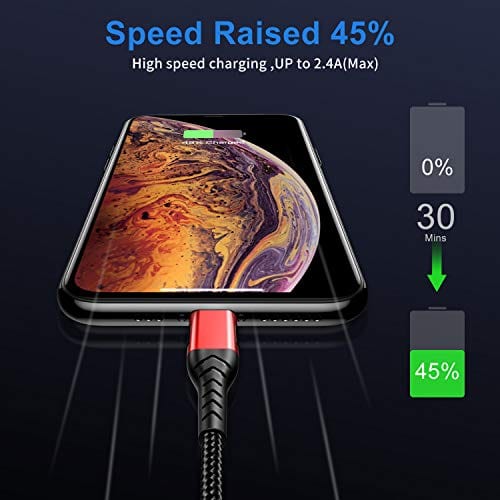 iPhone Charger, [Apple MFi Certified]3Pack 10FT USB A Cable for Long Charger Cable, Fast iPhone Charging Cord Compatible with with iPhone Xs Max/XS/XR/X/8/7/6S/6/Plus/SE/iPad(Red)