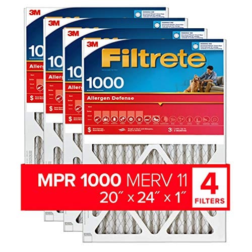 Filtrete 20x24x1, AC Furnace Air Filter, MPR 1000, Micro Allergen Defense, 4-Pack (exact dimensions 19.81 x 23.81 x 0.81)