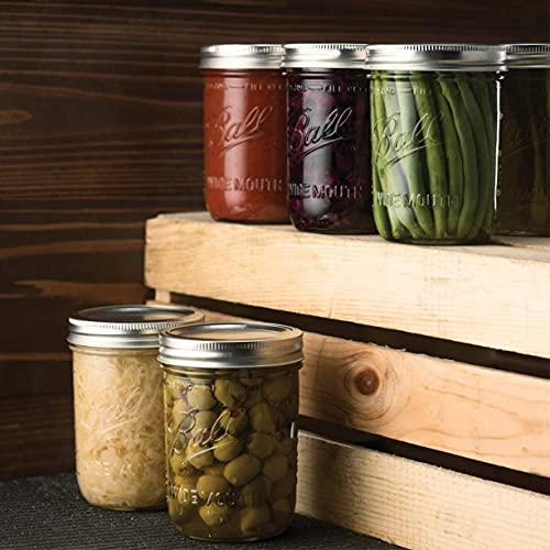 Ball Wide Mouth Mason Jars 16 oz [6 Pack] With mason jar lids and Bands, Ball mason jars 16 oz - For Canning, Fermenting, Pickling - Jar Decor - Microwave/Freeze/Dishwasher Safe + SEWANTA Jar Opener