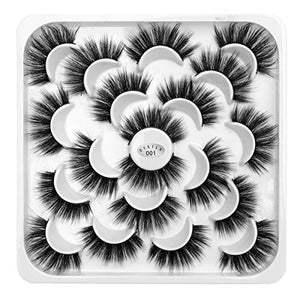 DYSILK 10 Pairs 6D Mink Eyelashes Faux Fluffy Wispy Long Dramatic False Eyelashes Thick Volume Fake Eyelashes Natural Soft Extension