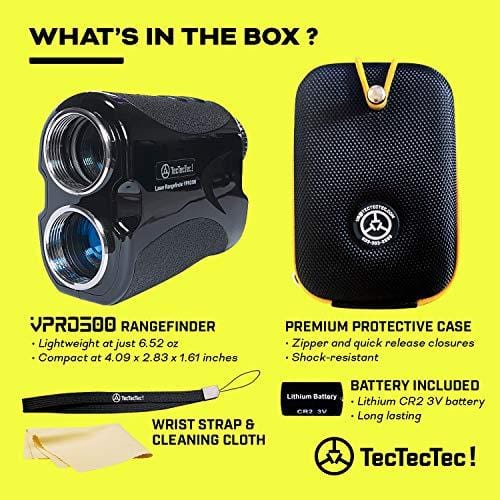 TecTecTec VPRO500 Golf Rangefinder - Laser Range Finder with Pinsensor - Laser Binoculars - with Battery