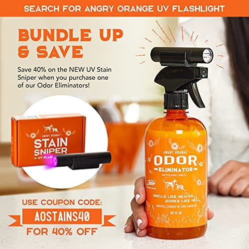 ANGRY ORANGE 24 oz Ready-to-Use Citrus Pet Odor Eliminator Pet Spray - Urine Remover and Carpet Deodorizer for Dogs and Cats