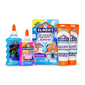 Elmer’s Fluffy Slime Kit | Slime Supplies Include Elmer’s Translucent Color Glue, Elmer’s Glitter Glue, Elmer’s Fluffy Slime Activator, 4 Count