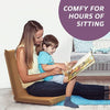 bonVIVO Padded Floor Chair - Easy II Floor Seating for Adults w/Adjustable Backrest, Beige & Cognac