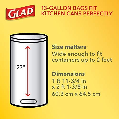 Glad ForceFlex Tall Kitchen Drawstring Trash Bags – 13 Gallon White Trash Bag, Unscented – 120 Count (Package May Vary)