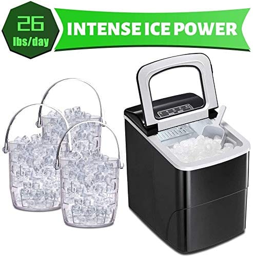 AGLUCKY Ice Maker Machine for Countertop, Portable Ice Cube Makers, Make 26 lbs ice in 24 hrs,Ice Cube Rready in 6-8 Mins