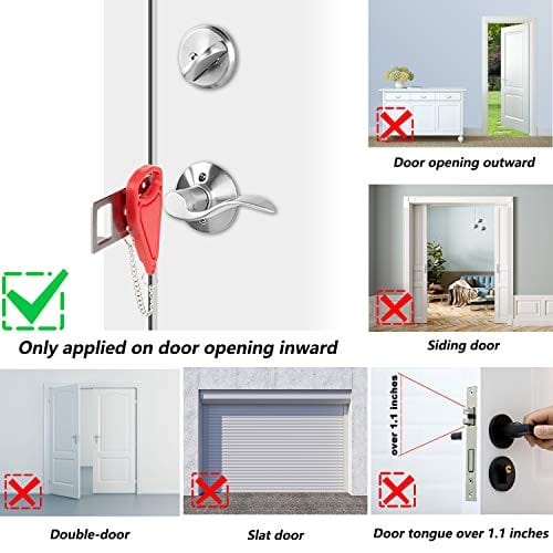 Portable Door Lock Home Security Door Locker Travel Lockdown Locks for Additional Safety and Privacy Perfect for Traveling Hotel Home Apartment College …