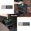 Knodel Car Trash Can with Lid, Leak-Proof Car Garbage Can with Storage Pockets, Waterproof Auto Garbage Bag Hanging for Headrest (Small, Black)