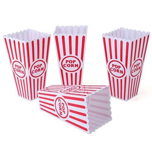 Tebery 20 Pack Plastic Open-Top Popcorn Boxes Reusable Movie Theater Style Popcorn Container Set -7.7" Tall x 4" Square