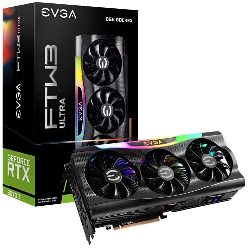 EVGA GeForce RTX 3070 Ti FTW3 Ultra Gaming, 08G-P5-3797-KL, 8GB GDDR6X, iCX3 Technology, ARGB LED, Metal Backplate